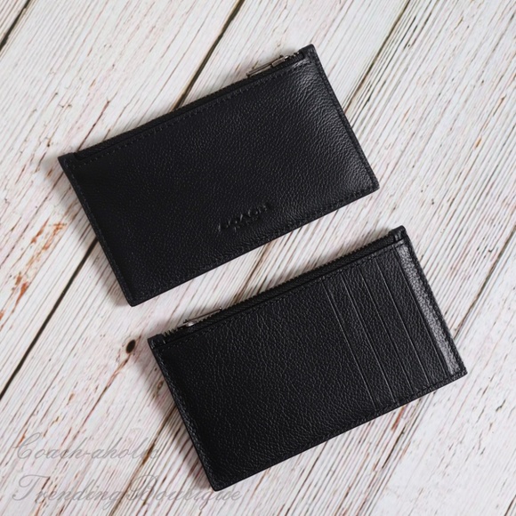 Coach Bags Nwt Coach Mens Zip Card Case In Leather Black Poshmark